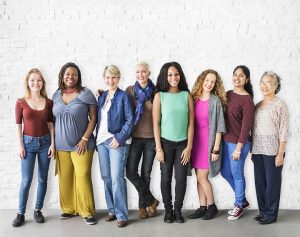 Women stands together in a line