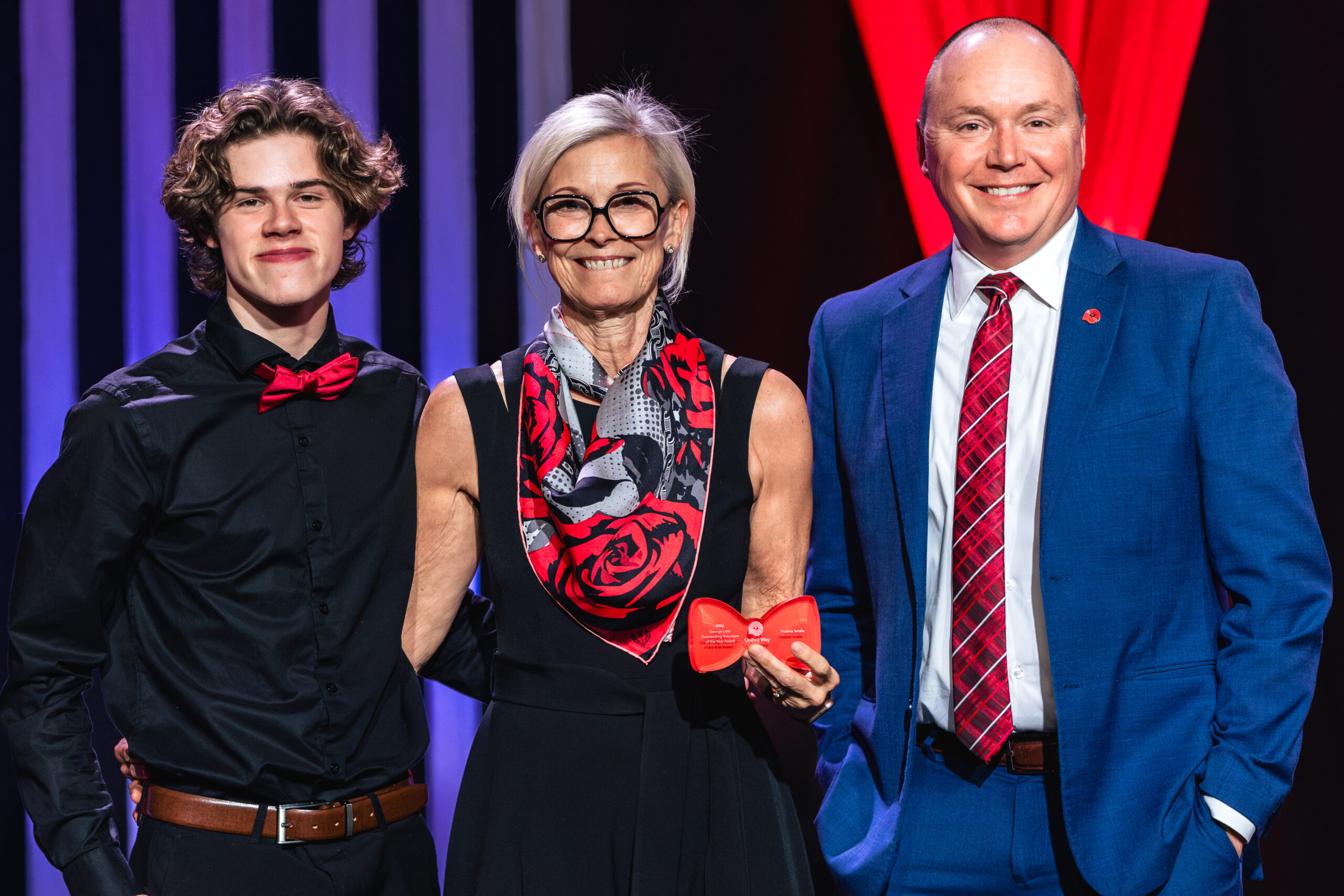 Pauline Smale receives the George Letki Volunteer of the Year Award at Red Tie Gala 2025