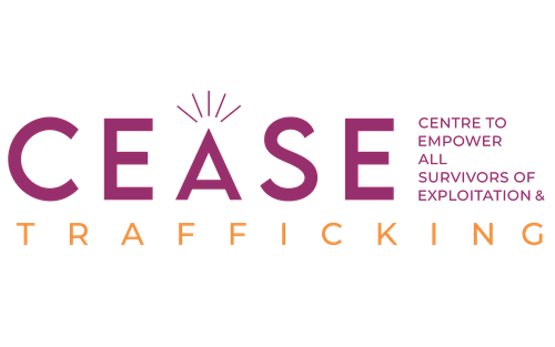 CEASE logo featuring a stylized design symbolizing hope and transformation, accompanied by the organization's name in bold, uppercase letters.
