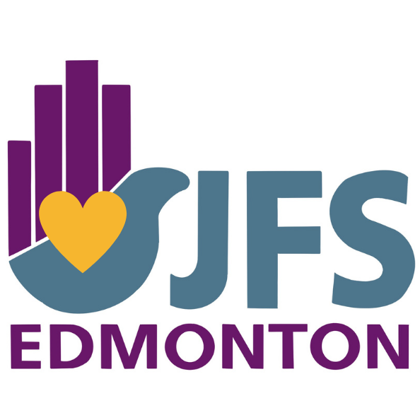 Jewish Family Services Edmonton logo featuring the acronym 'JFS' in bold, uppercase letters, accompanied by a stylized design symbolizing community support and compassion.