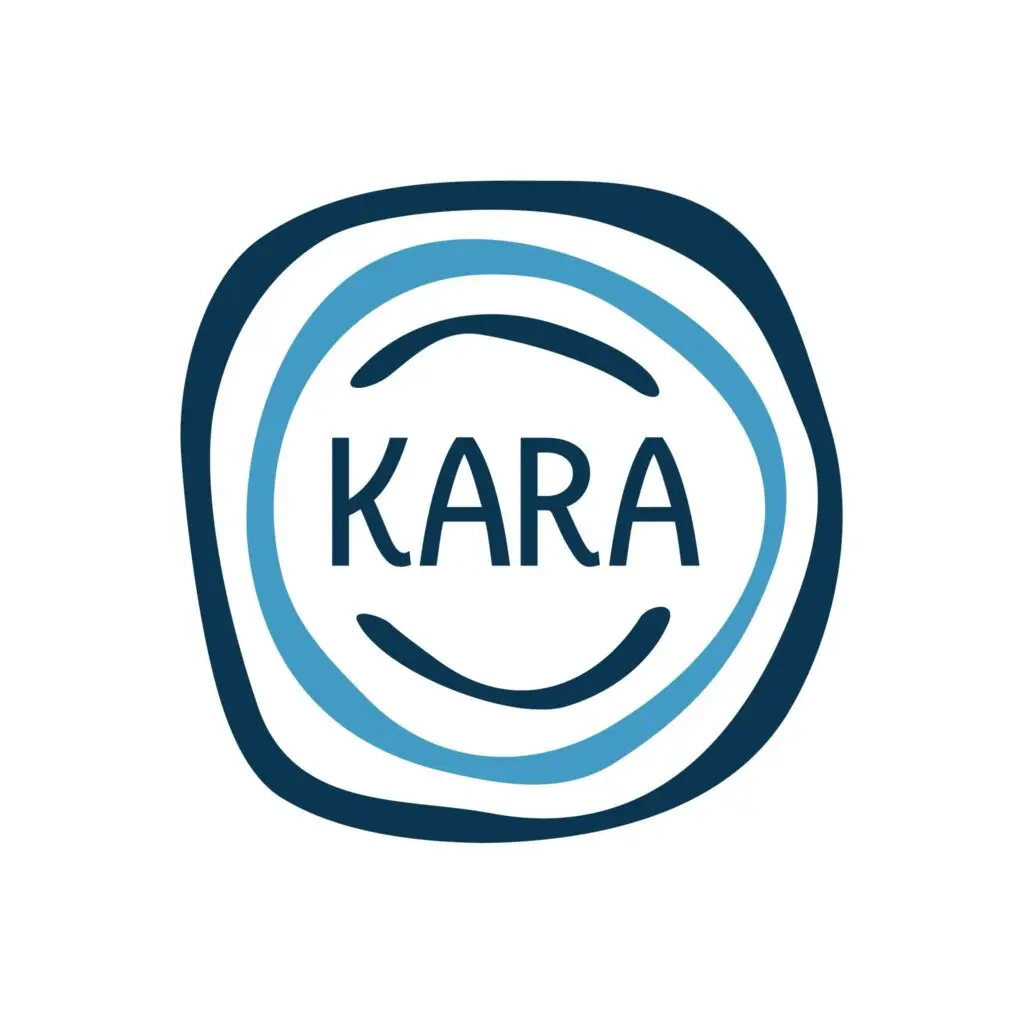 KARA Family Resource Centre logo featuring the word 'KARA' in bold, uppercase letters, encircled by three concentric, hand-drawn-style rings in varying shades of blue, symbolizing community support and unity.