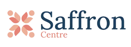 Saffron Centre logo featuring a stylized design symbolizing hope and healing, accompanied by the organization's name in a clean, modern font.