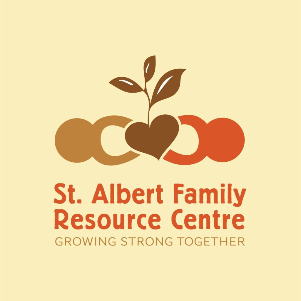 St. Albert Family Resource Centre logo featuring the organization's name in bold, uppercase letters, accompanied by a stylized design symbolizing community support and family unity.