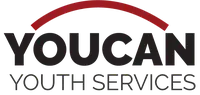 YOUCAN Youth Services logo featuring the organization's name in bold, uppercase letters, with a red arc above the 'YOUCAN' text symbolizing support and guidance, accompanied by the tagline 'Our Support. Their Success.' in smaller font below.